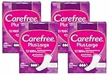 Carefree Slipeinlagen Plus Large mit leichtem Duft (48 Stück), super saugstarke & extra breite Slipeinlagen, um Flüssigkeiten sofort einzuschließen, Größe Large (Packung mit 4)