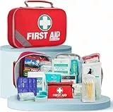 General Medi 2-in-1 Erste Hilfe Set, 215-teiliges Premium-Erste-Hilfe-Set mit einem 43-teiligen Mini-Erste-Hilfe-Set für Haus, Auto, Reise, Büro, Sport, Wandern, Camping, Rettung (Rot)