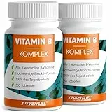 Vitamin B Komplex 2x365 Tabletten - B Komplex mit B12 - alle 8 B-Vitamine (B1, B2, B3, B5, B6, B7, B9, B12) + Co-Faktoren Cholin & Myo-Inositol, laborgeprüft mit Zertifikat, vegan