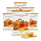 Supplify 6x50g High Protein-Chips mit Paprika Geschmack (vegan) - Low Carb Eiweißchips zum Abnehmen - Proteinchips kalorienarm, Fitness Snack Alternative