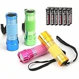 EverBrite Mini LED Taschenlampe 4-tlg. kleine Taschenlampe mit 12 AAA Batterien Eingebaut, Mitgebsel Geschenke, Handlampe für Notfall, Outdoor, Wandern, Camping