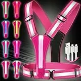 Topward Led Warnweste Sicherheitsweste für Fahrrad Motorrad Auto Joggen - 360°reflektierendes Band mit Ultrahellen Licht, Verstellbare, wiederaufladbar per USB-C, Warnwesten für Kinder und Erwachsene