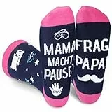 DPKOW Geschenk Mama Socken Lustig für Muttertagsgeschenk Geburtstagsgeschenk Mama Nützliche Geschenkideen Weihnachten, Baumwolle Socken Damen 37-45, MAMA MACHT PAUSE FRAG PAPA
