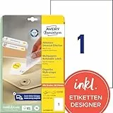 AVERY Zweckform L4735REV-25 Universal Etiketten (25 plus 5 Klebeetiketten extra, 210x297mm auf A4, wieder rückstandsfrei ablösbar/abziehbar, bedruckbar, selbstklebende Aufkleber) 30 Blatt, weiß