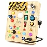 Joyreal Busy Board Baby Montessori Spielzeug ab 1 Jahr, Motorikspielzeug Activity Board mit 19 LED, Sensorik Spielzeug Holzspielzeug Lernspielzeug, Geschenk Jungen und Mädch ab 1 2 3 Jahr