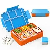 SWVIODMT Brotdose Kinder mit Fächern 1330 ml Bento Box mit 6 Fächern Besteckset - Auslaufsichere Lunchbox für Kinder - Perfekt für Garten, Schule - Cyanblau