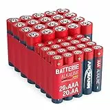 ANSMANN Batterie Set Alkaline 20 Stk AA Mignon LR6 + 20 Stk AAA Micro LR03 Vorratspack leistungsstarke 1.5V Einwegbatterie für Taschenlampe Wecker Fernbedienung Tastatur Wanduhr Spielzeug (40er Pack)