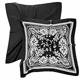 Dimeho 2 Stück 70 cm Satin-Kopftuch, quadratische Satin-Kopftücher für Damen, Seide, Bandana, Haarschal, Halstuch, Halstuch für Mädchen, Mehrfarbig, Einheitsgröße Halloween