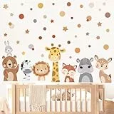 wondever Wandtattoo Waldtiere Wandaufkleber Tiere Safari Giraffe Bär Dots Polka Wandsticker Wanddeko für Kinderzimmer Babyzimmer Schlafzimmer