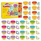 Play-Doh Fantastischer Party Pack, 24 Dosen Knetmasse je 56 Gramm in 4 Farben, dazu 24 passende Ausstecher, toll zum Mitbringen oder Teilen für Kinder ab 3 Jahren