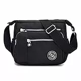 Damen Umhängetasche mit mehreren Taschen, für Einkaufen, Wandern, täglichen Gebrauch Gr. 38, Schwarz