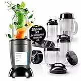 GOURMETmaxx Mr. Magic Power Pro Mixer 400 Watt | Smoothie Maker mit to go Deckel | Standmixer mit Mixbecher & Frischhaltedeckel zum Aufbewahren | Blender mit Zubehörset XL für Shakes, Smoothies etc.