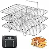 BYKITCHEN Airfryer zubehör für Ninja Heißluftfritteuse Foodi Dual Zone [AF300EU][AF400EU], Air Fryer Rack, Grillrost für Ninja, 304 überzogener Edelstahl