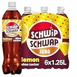 SCHWIPSCHWAP Lemon Geschmack ohne Zucker - Koffeinhaltiges Cola-Erfrischungsgetränk mit Orange und Zitrone in Flaschen, EINWEG (6 x 1.25 l)