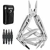 BIBURY 21 in 1, Geschenke für Män, Multi-Tool mit Zange Klappmesser, Faltbares Multifunktion Zange Werkzeug mit 4 Bit & Tragbare Tasche für Outdoor Camping, Reparieren-Schwarzer Rand