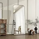 Koonmi Top Gebogene Ecken Standspiegel 52x142 cm, Ganzkörperspiegel bruchsicher Boden Körper Spiegel in voller Länge Modern Wundervoll für Wohnzimmer Schlafzimmer Flur, Schwarz