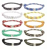 Adramata 10Pcs Nautisches Armband Set für Herren Damen - Marine Seil Geflochtene Surfwellenarmbänder mit Lebensbaum - Bunte Handgemachte Unisex Verstellbare Schnur