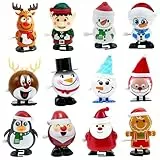 HOVCEH 12 Stück Weihnachten Aufziehspielzeug, Aufziehfigur Weihnachten, Rentier Schneemann Weihnachtsmann Aufziehspielzeug Weihnachten für Weihnachtsstrümpfe und Geschenktütenfüller