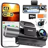 iZEEKER 3-Kanal 4K Dashcam Auto Mit Kostenloser 32 GB Karte, 4K+1080P+1080P Vorne Hinten Innen Dash Cam Mit WDR, IR Nachtsicht, WiFi 6, Loop-Aufnahme, G-Sensor Und 24 Stunden Parkmodus