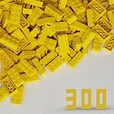 300 Steine 2x4 Klassische Steine, kompatibel mit Lego Top-Marken, MOC-Enthusiasten, Farben:Yellow