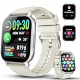 Smartwatch Damen Herren, 1,91''HD Touch Fitnessuhr mit Bluetooth Anrufe, 112+ Sportmodi Sportuhr Fitness Tracker mit Pulsmesser Schlafmonitor, IP68 Wasserdicht Schrittzähler für iOS Android, Weiß