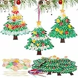 MONCAP 12 Stück Weihnachtsbaum Bastelsets Kinder Weihnachtsbaum Basteln Weihnachten Kreativset Weihnachtsdeko Papierbastelset für Jungen Mädchen Winter Weihnachten Party Geschenk Kreative DIY