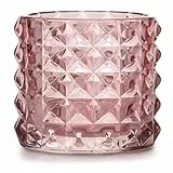 Teelichthalter aus Glas AmeliaHome Kerzenhalter Teelichtglas 9,5x8,8 cm Malaga Puderrosa