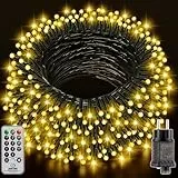 LED Lichterkette Außen Strom warmweiß - 50M + 5M 500 LED Lichterketten Weihnachtsbaum Beleuchtung Innen Mit Timer/Stecker/Fernbedienung/8 Modi, Christmas Tree Lights Outdoor Für Balkon Garten Party