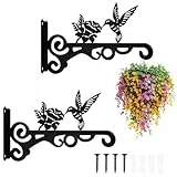 Zocipro 2 Stück Blumenampel Halterung aus Metall, 25 cm Wandhaken für Blumenampel, Stabile Eisen Haken für Blumenampel Aufhängung, Blumenampelhalter Schwarz für Blumentöpfe, Vogelhäuschen, Windspiele