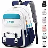 KESUDE Schulrucksack Mädchen Jungen Teenager Groß Rucksack Damen Schul Schulranzen Wasserdicht Daypacks Backpack Schultasche für Mädchen Damen School Bag, Blua