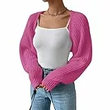 Kukeyiee Damen Langer Puffärmel Pullover Strickpullover Pullover Crop Top Mode Cover Strick Top(#Style 3,L)