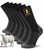 FORVEVO 60% Merino Wandersocken Herren 43-46,3 Paar Wollsocken Herren Gepolstert, Thermo Wintersocken,Atmungsaktiv Sportsocken für Sport Trekking Outdoor, Schwarz