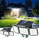 GEARLITE Solarlampen für Außen mit Bewegungsmelder 2 Stück, 4-in-1 LED Superhelle 3500LM Solarleuchte 3 Köpfe, 3 Modi, 270° Weitwinkelbeleuchtung, IP65 Wasserdicht Solar Wandleuchte für Garage Hof