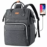 RJEU Rucksack Damen,Schulrucksack Mädchen Teenager mit Anti-Diebstahl Tasche & USB-Ladeanschluss,Laptop Rucksack Schule mit 12-16 Zoll Laptopfach für Frauen,Freizeit,Uni,Arbeit,Reisen (Dunkelgrau)