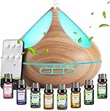 VAAGHANM Aroma Diffuser 500ml mit 8 Ätherischen Ölen: Fernbedienung + 4 Timer, Brauner Luftbefeuchter für Schlafzimmer/Home​ Brown