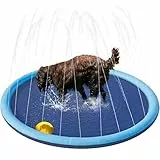 Yaheetech Hundepool 150cm, Faltbarer Splash Sprinkler Pad, 0.58mm Verdickt Wasserspielmatte, Anti-Rutsch & 4 Flicken, Hunde Wasserspielzeug Hundeplanschbecken, Sprühmatte Sprühkissen für Sommer Garten