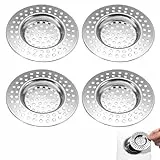 4 Stück Abflusssieb Edelstahl, Löcher Waschbecken Sieb, Abflusssieb Dusche, Waschbecken Sieb aus Edelstahl, Haarsieb Dusche, Abfluss Siebe