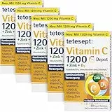 tetesept Vitamin C 1200 + Zink + D3 – Nahrungsergänzungsmittel mit Vitamin C, D3 und Zink zur Unterstützung des Immunsystems, des Zellschutzes und der Knochen – 5 x 30 Vitamin Tabletten