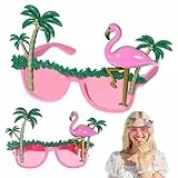 MAGICLULU 2 Stück Hawaii-Sonnenbrillen Im Tropischen Stil Flamingo-Partybrillen Kokospalmen-Brillen Flamingo-Fotoautomaten-Requisiten Für Kostüme