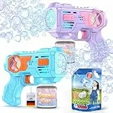 Blubbel 2X Seifenblasenpistole Set - LED Seifenblasenmaschine mit -1L Seifenblasenflüssigkeit, Seifenblasen Pistole - Blasen Kanone Luftblasen Bazooka Bubble Gun - Geschenke für Kinder - Hochzeit