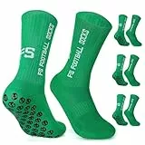 Gohanny Fußballsocken 3 Paar Rutschfeste Fußball Socken, Größen 39-46, Fussball Socken für Damen & Herren - Anti-Rutsch Grip Fußball Socken- Sportsocken Atmungsaktiv, Grün