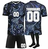Generisch WM 2026 Fußball Trikot Personalisiert mit Eigenem Namen/Nummer, Weltmeisterschaft Hause/Auswärts Fussballtrikots Shorts Socken Trainingsanzug Set Leichtgewicht Fussball Geschenke für Jungen