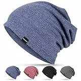 HASAGEI Mütze Herren, Slouch Beanie Damen, Leichte Dünne Mütze, Weich Baumwolle Chemo Mütze, Klassische Unisex Jersey Mütze für Frühling Herbst und Winter