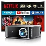 Beamer 4K【Offizielles Netflix & Dolby Audio】 Toptro 1200 ANSI Smart Beamer Heimkino, 1080P Full HD Video Projektor mit Zwei-Wege Bluetooth WiFi, KI-Autofokus & Trapezkorrektur für Outdoor/Handy