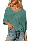 GRACE KARIN Strandpullover für Damen Bikini-Badeanzug-Coverups. Pullover mit ausgehöhlten Fledermausärmeln Aquagrün S