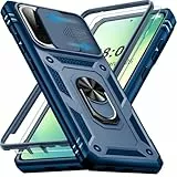 Giyer Panzerhülle für Samsung Galaxy A56 5G Hülle mit Schutzfolie, Handyhülle A56 5G Case mit Kameraschutz 360° Metall Ring Ständer, Stoßfest Schutzhülle für Samsung A56 5G Cover Tasche (Blau)