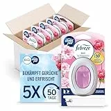 Febreze Bad Lufterfrischer, Blütenhauch, 5 Stück, Kontinuierliche Geruchsbekämpfung und -verhinderung für Badezimmer