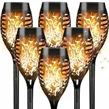 CNMTCCO Solarlampen für Außen Garten 6 Stück Gartenleuchten Solar mit realistischem Flammeneffekt, IP65 Wasserdichte Gartenfackel Solar Weg für Outdoor, Garten, Hinterhof, Rasenbeleuchtung