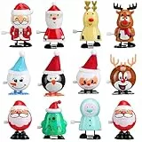 Toyvian 12 Stücke Aufziehspielzeug Rentier Pinguin Schneemann Weihnachtsmann Figur Aufziehfigur Weihnachten Deko Figuren Uhrwerk Spielzeug Geschenk für Baby Kinder(Zufälliger Stil)