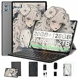 2024 Neueste Tablet 10 Zoll mit Widevine L1, Android 14 Tablet, 20GB RAM+128GB ROM(TF 1TB), Octa-Core 1.8GHz,WiFi 6, 6000mAh, Bluetooth 5.0, 1280 * 800, 8MP+5MP, Tablet mit Tastatur und Maus,Grau